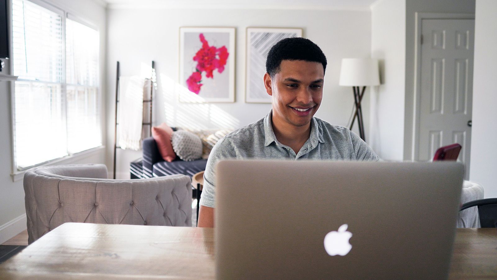 student at home on laptop