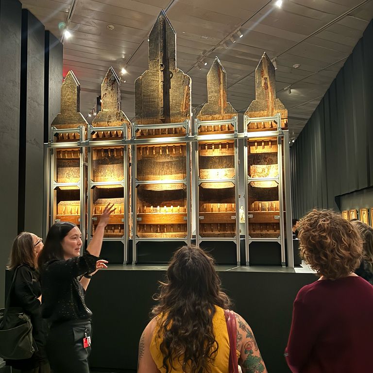 Student look at art in the Metropolitan Museum of Art
