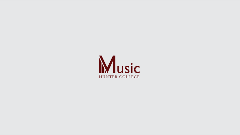 Music department logo in red on a grey background.