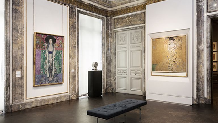 Photo of the Gustav Klimt exhibit at the Neue Galerie in Manhattan.