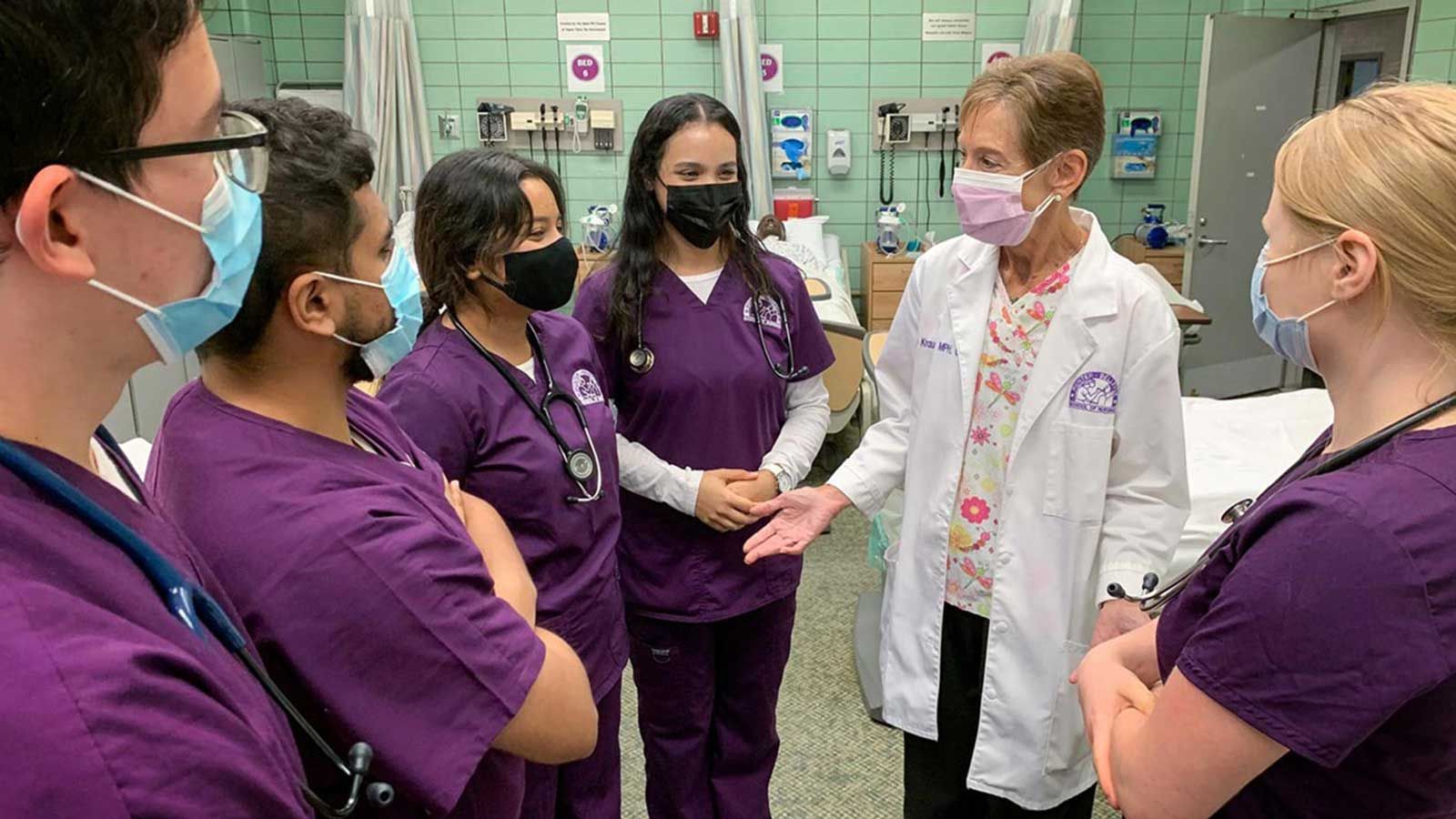 nursing students in medical lab