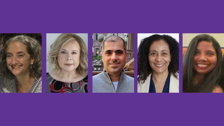 Headshots of Catherine Coppola, Elizabeth Wells, Farzad Amoozejar, Andrea Kouklanakis, and Sonali Perera