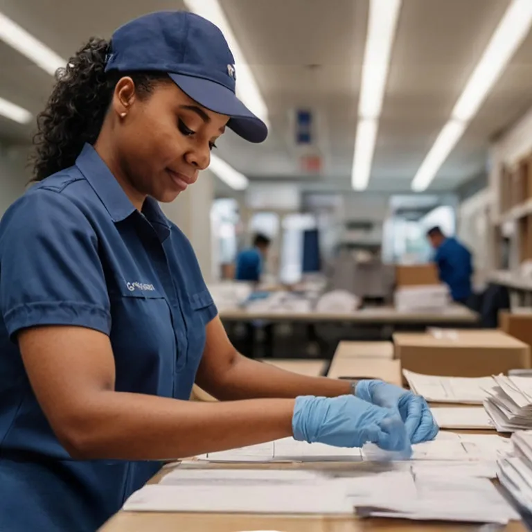 person working in mail room