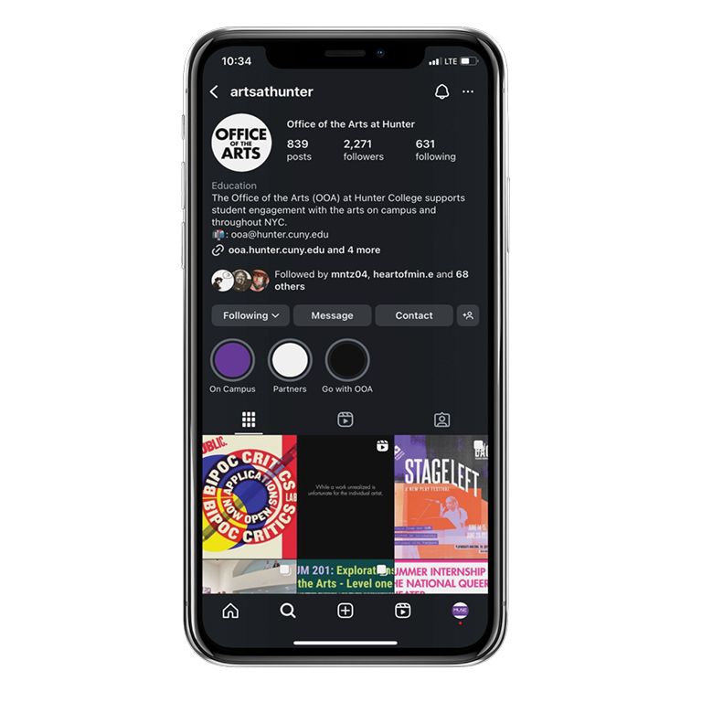 iPhone with OOA Instagram account on it.