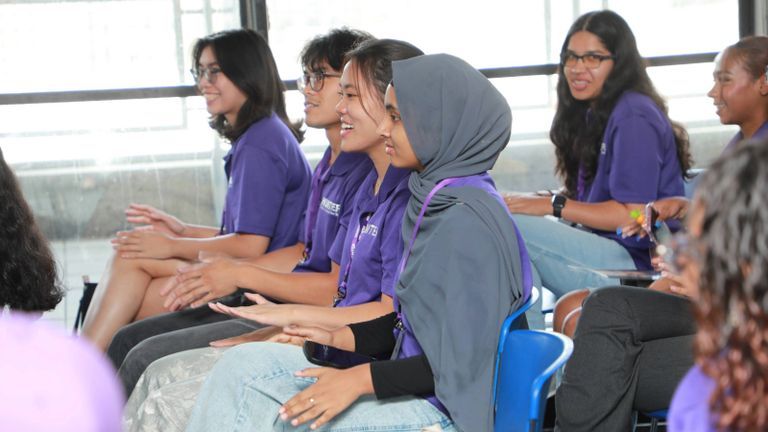 Hunter College students attending an orientation.