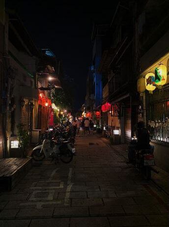 lantern-lit street at night