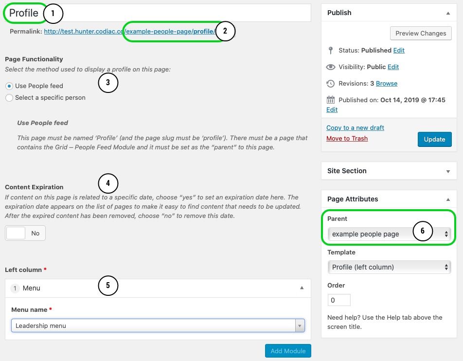 People profile template annotated