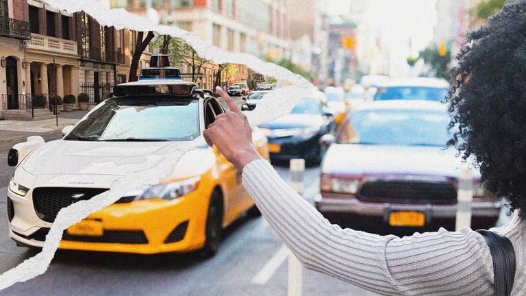 A person hailing a cab