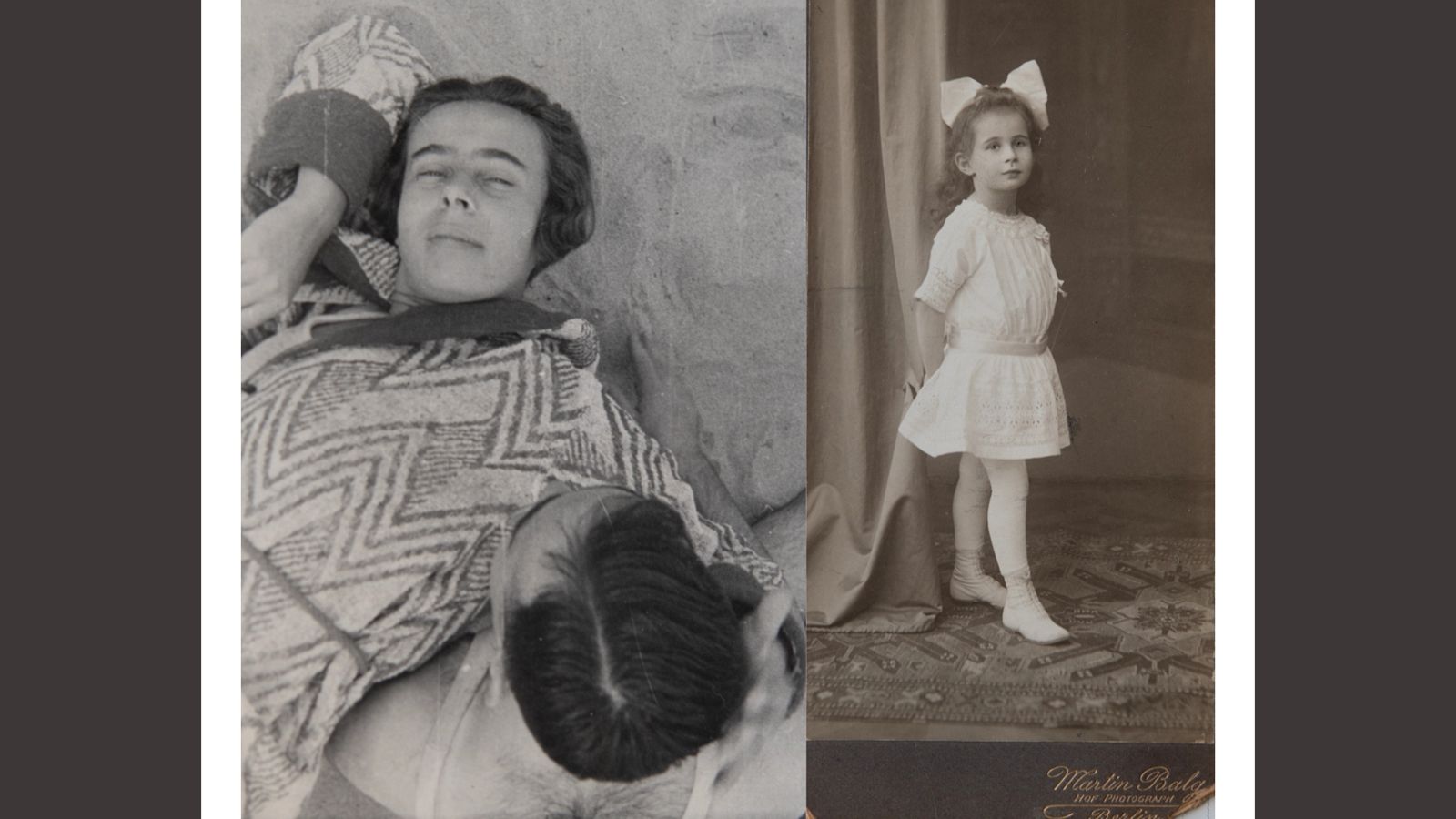 Left: Bertha and Karl Leubsdorf at the beach, New York, c. 1936. Photographer unknown. Right : Bertha Leubsdorf, Berlin, Germany, c. 1912. Courtesy John Leubsdorf. Photograph by Martin Balg.