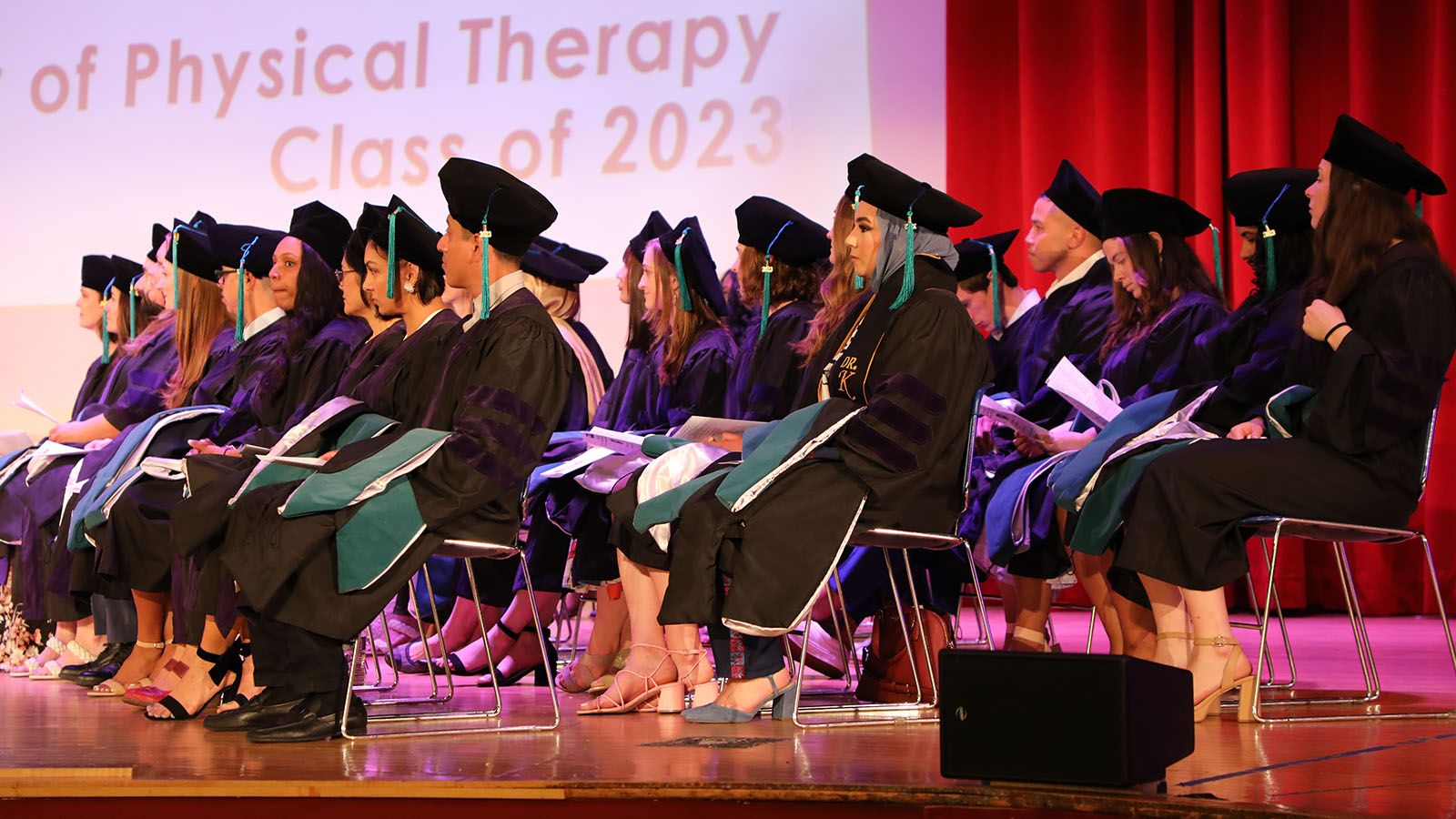 Physical Therapy Students on Stage at Graduation