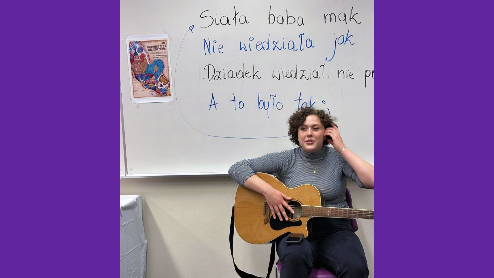 Student Gabriela Alter played her guitar.