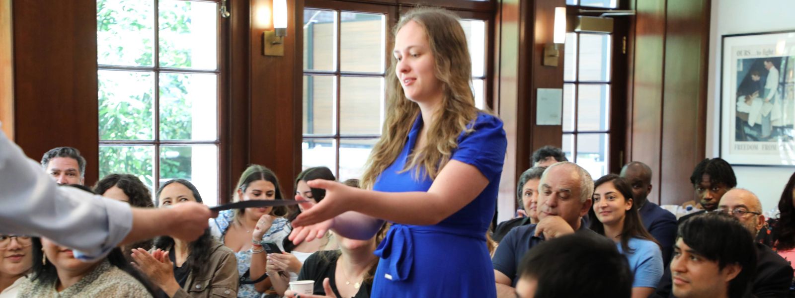 Hunter student receiving Political Science award.