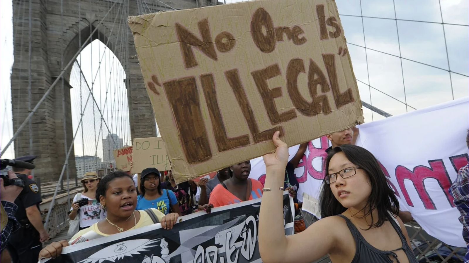 Protest on the Brooklyn bridge