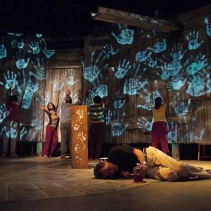 Actors on stage at Rattlestick Playwrights Theatre.