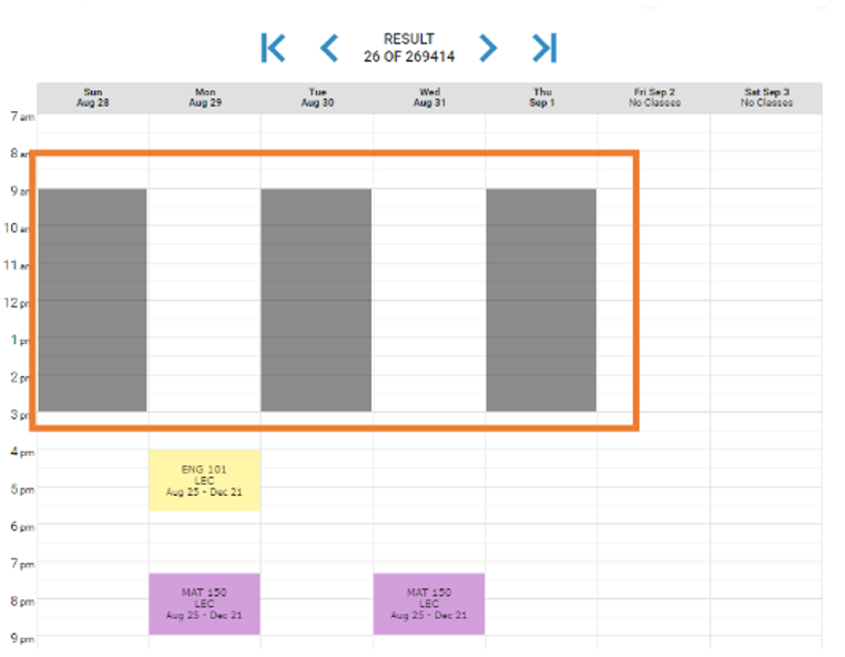 Fig. 6a — Calendar overview in Schedule Builder