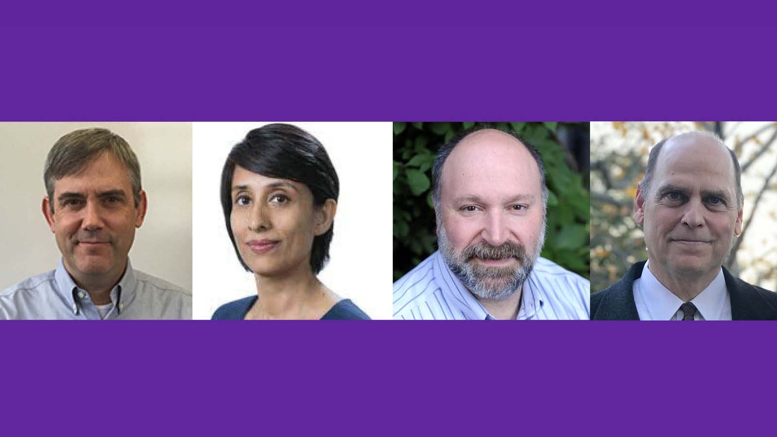 (From left) William Solecki, Bipasha Chatterjee, Owen D. Gutfreund and Peter Marcotullio