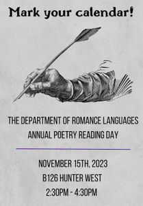 The Department of Romance Languages Annual Poetry Reading Day Event Poster