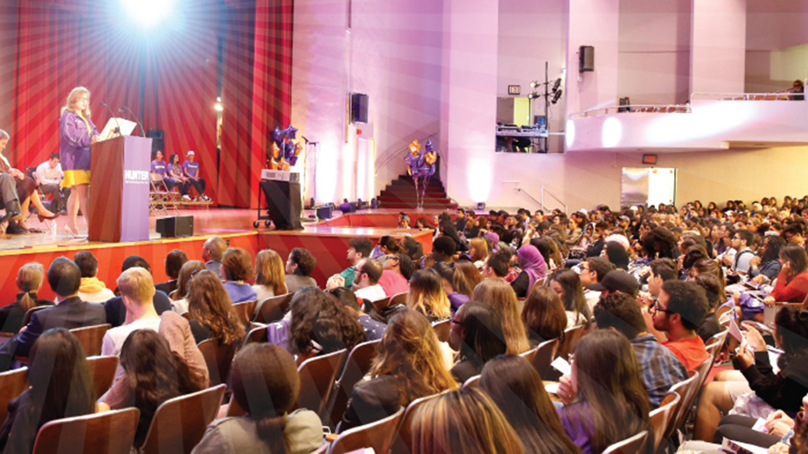 photo of Hunter students in the North Assembly Hall during Convocation