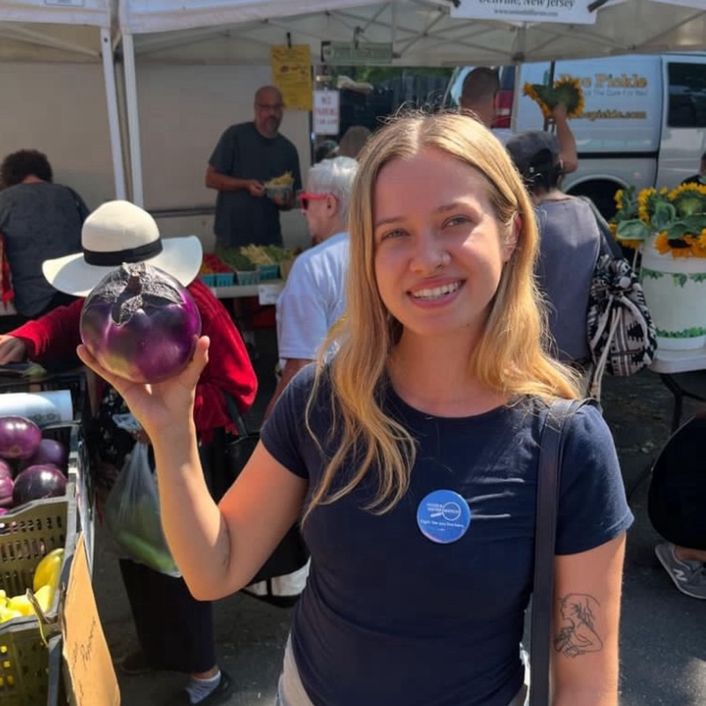 Sadie Carey at a farmer's market