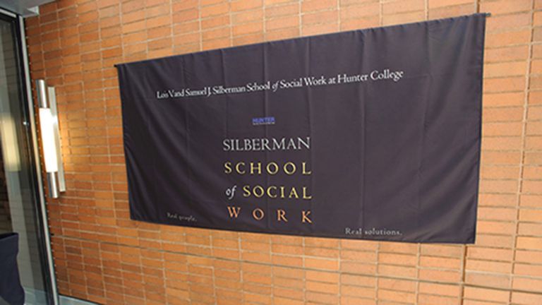 silberman school of social work banner on wall