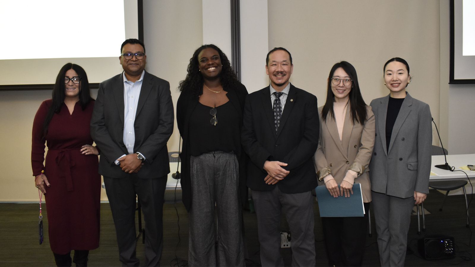Panelists Jocelyn Caceres, Mark Chatarpal, Miesha Smith, Keith Chan, Jera Zhang, and Wen-Yuan Wang.