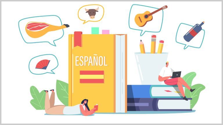Illustration of students studying Spanish