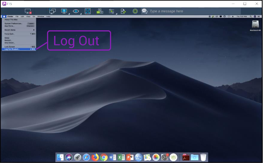 Log out menu screenshot