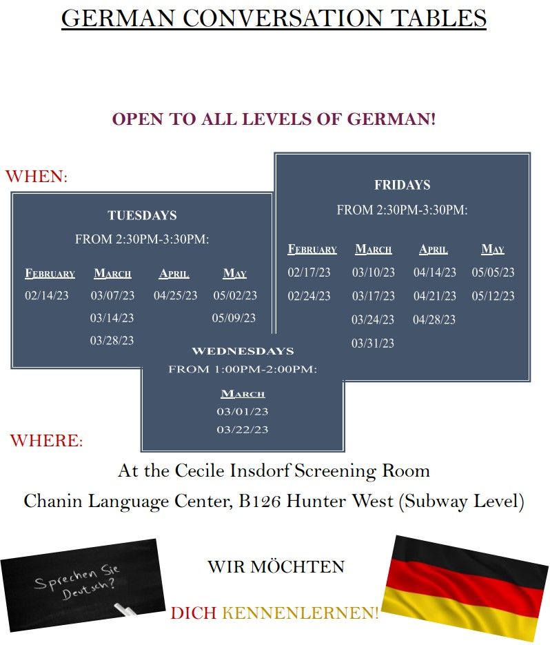 Spring 2023 German Conversation Tables