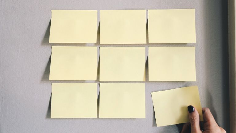 grid of blank sticky notes