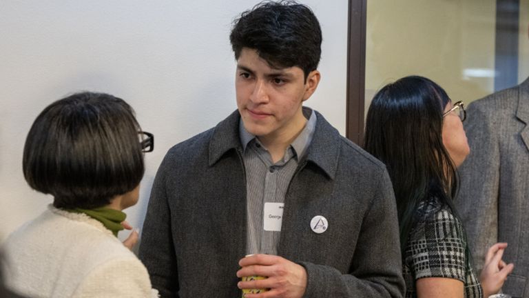 Student having a conversation
