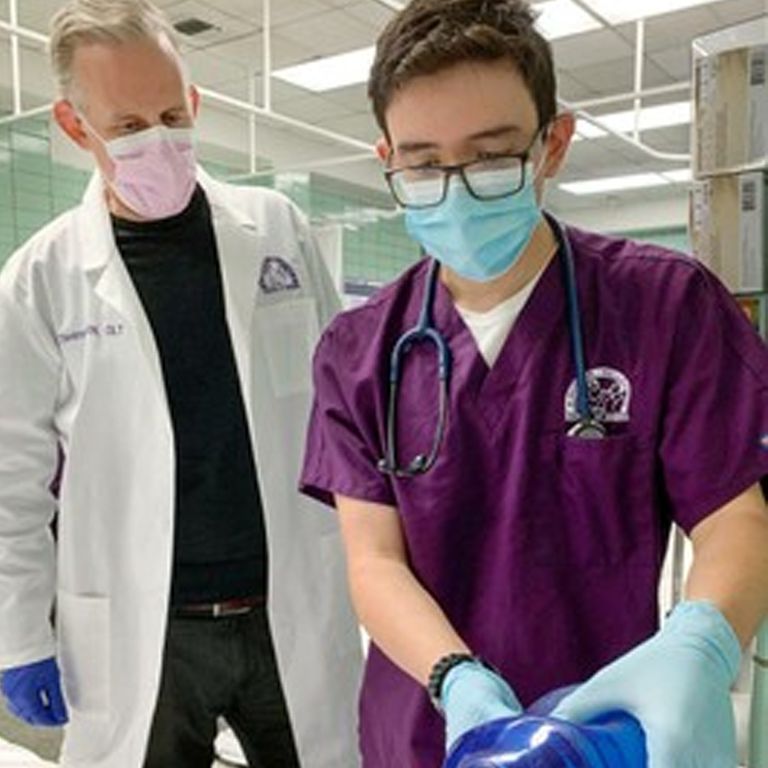 Hunter student in the Nursing laboratory