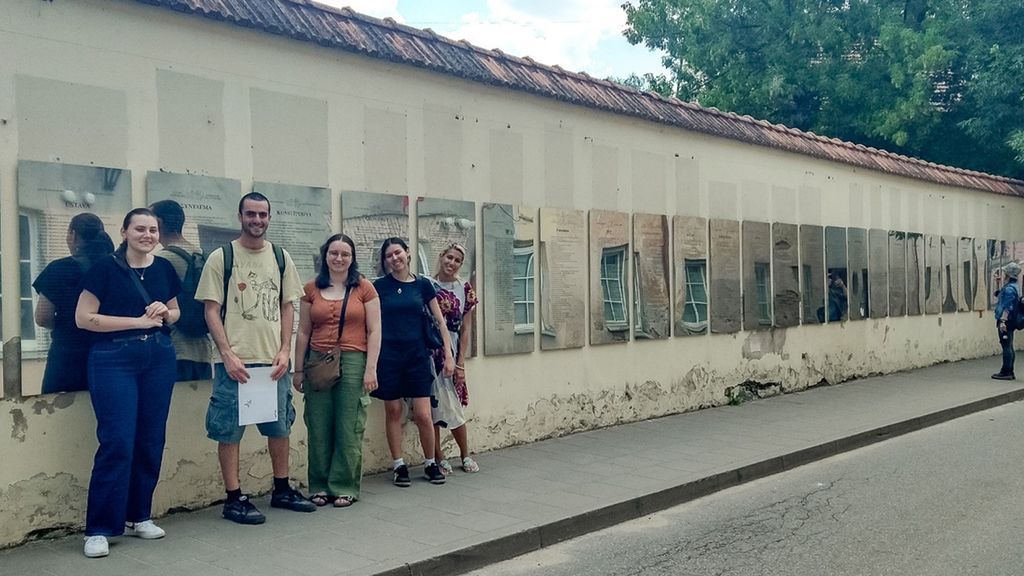 Students in Vilnius posing for a photograph