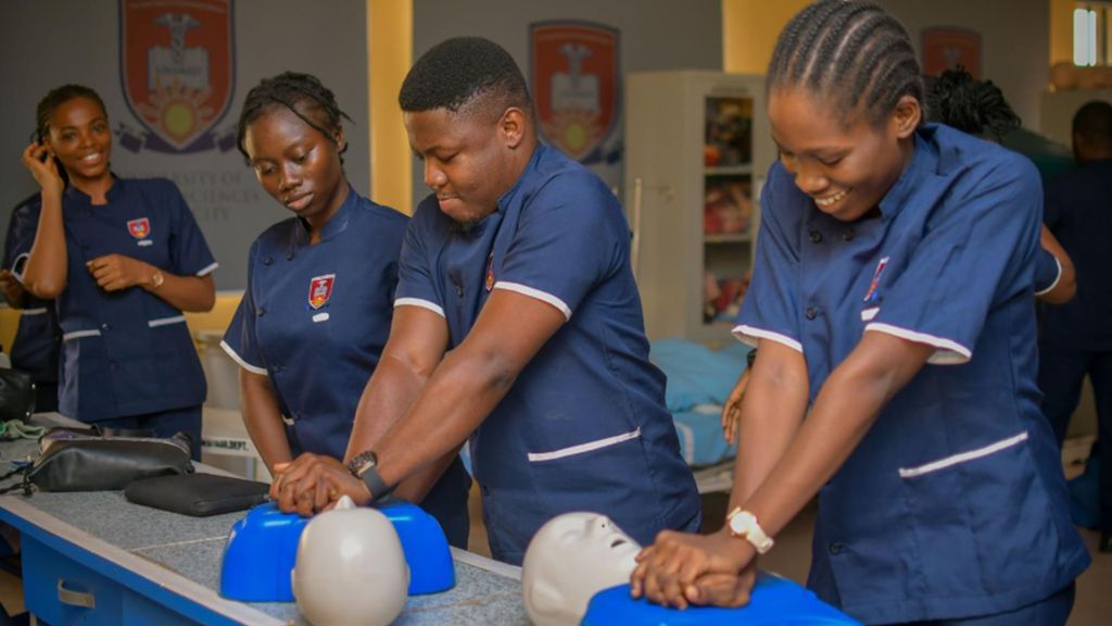 Students practicing CPR