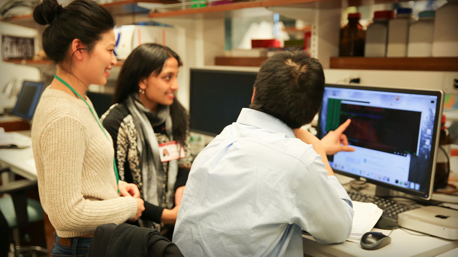 Students collaborating at computer