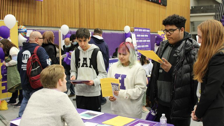 Students reviewing materials.