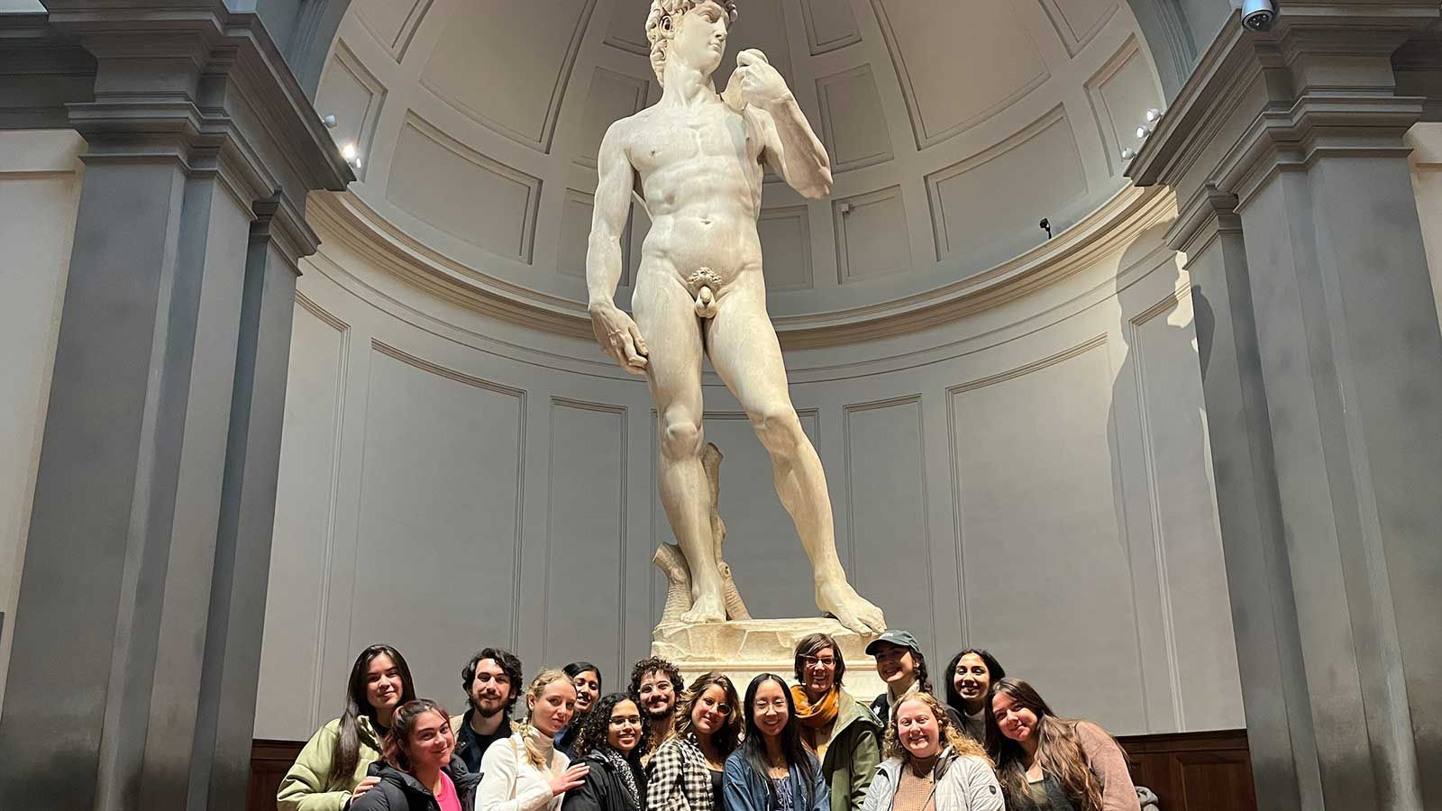 students with David statue in Florence Italy