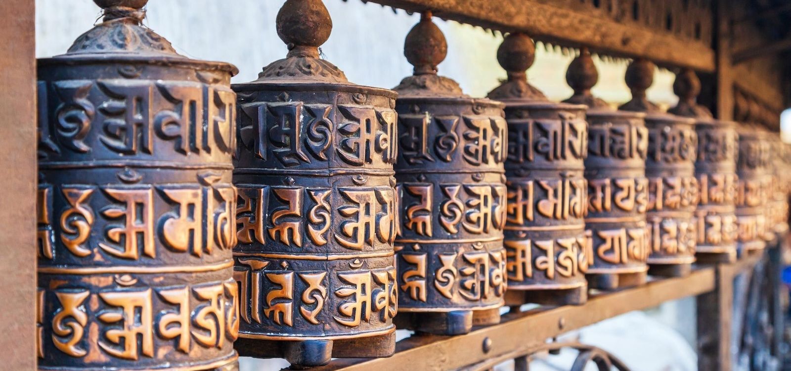 Prayer wheels at Swayambhunath Temple in Kathmandu