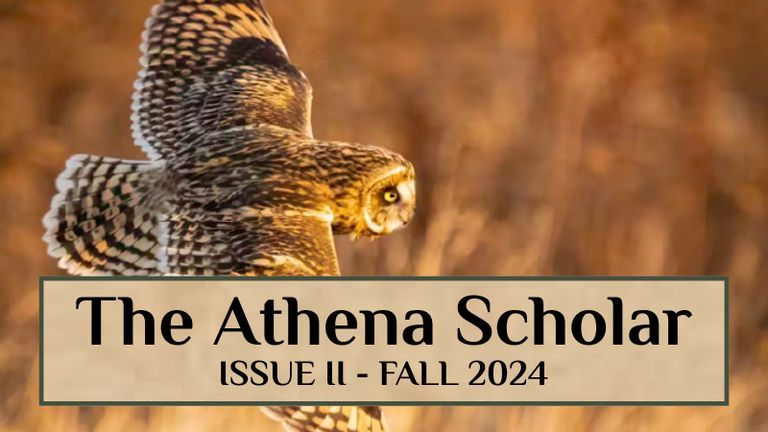 The Athena Scholar newsletter Fall 2024 image of an owl flying