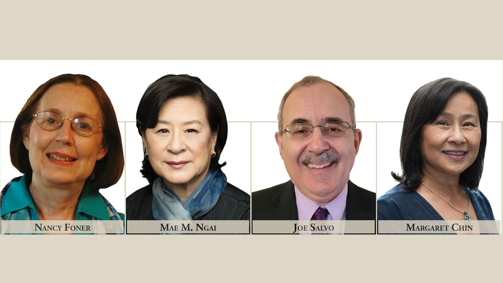 (From left) Nancy Foner, Mae M. Ngai, Joe Salvo, and Margaret Chin