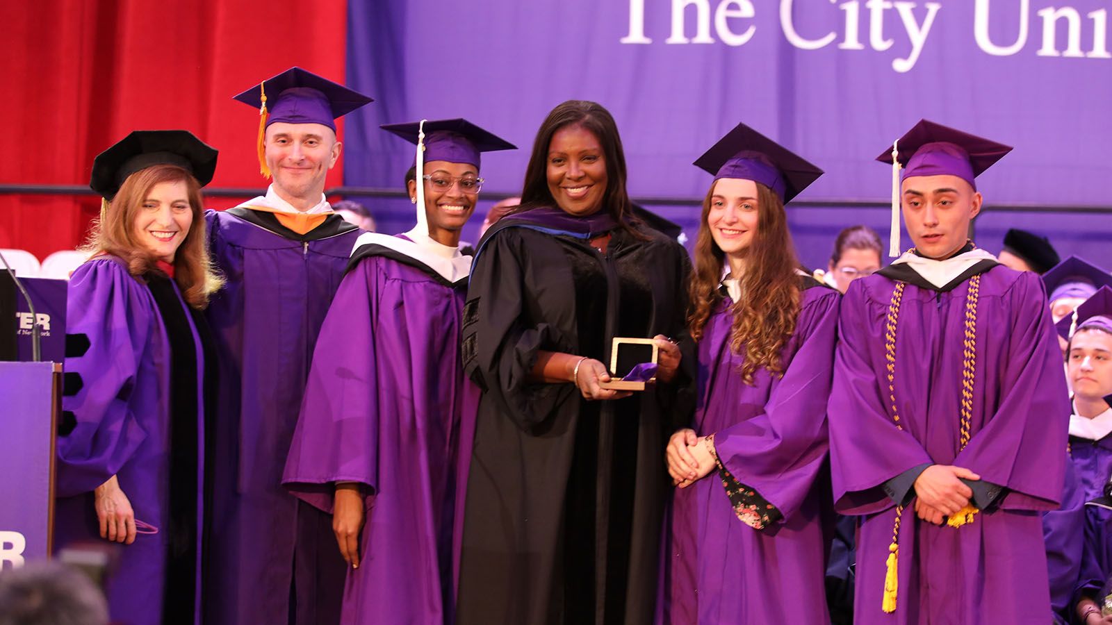NY State Attorney General Tish James is awarded the President's Medal at Hunter's 220th commencement. 