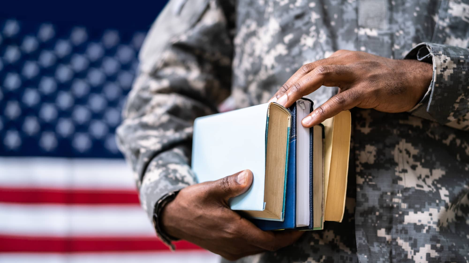 veteran with books