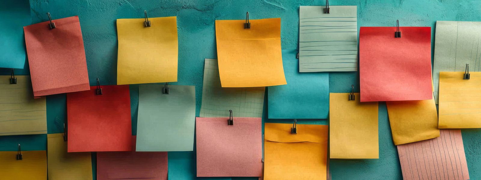 Wall full of colorful memos.