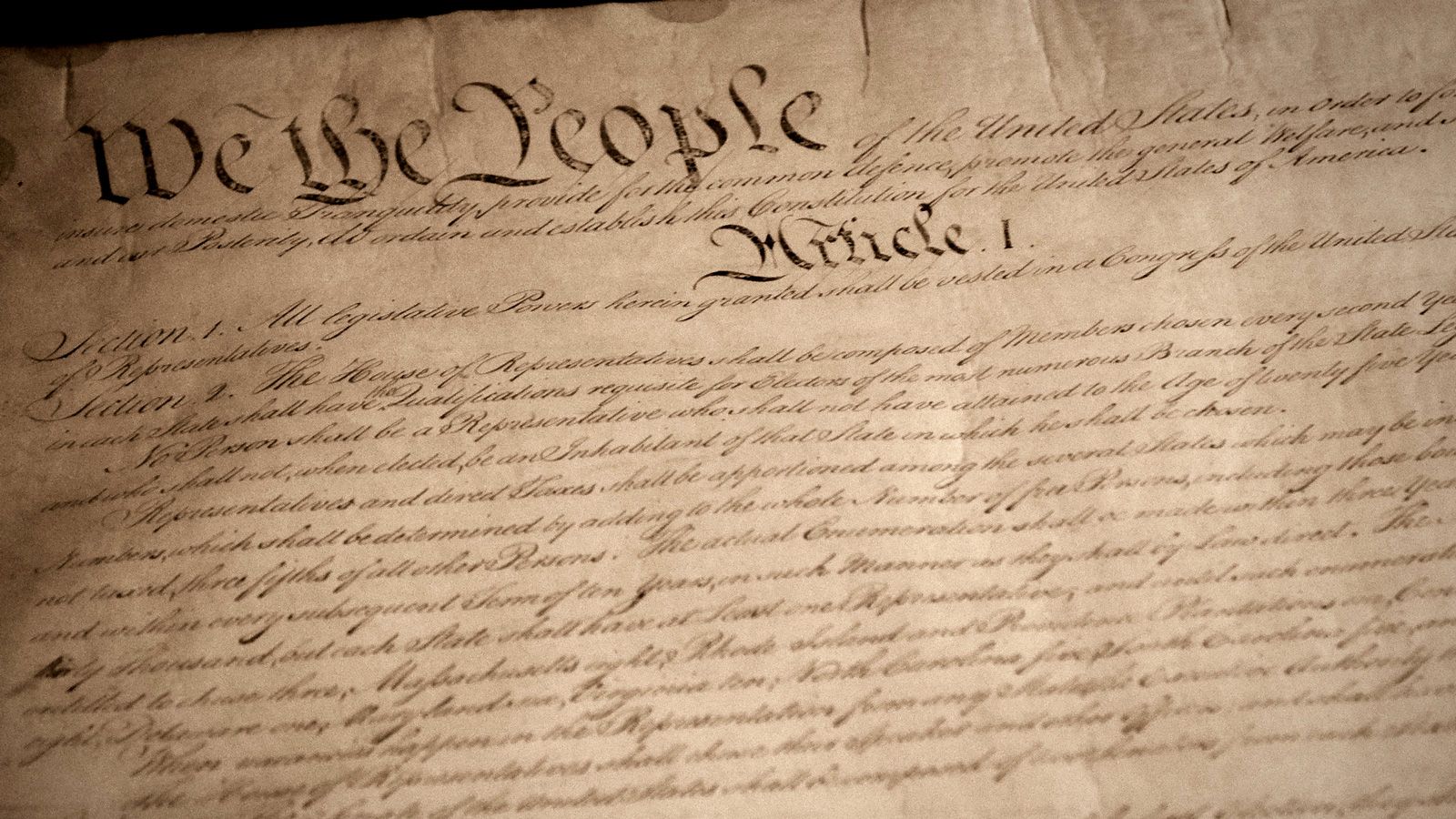Photo of the Declaration of Independence of the United States of America, from the National Archives