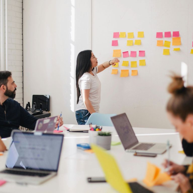 Woman presenting in meeting