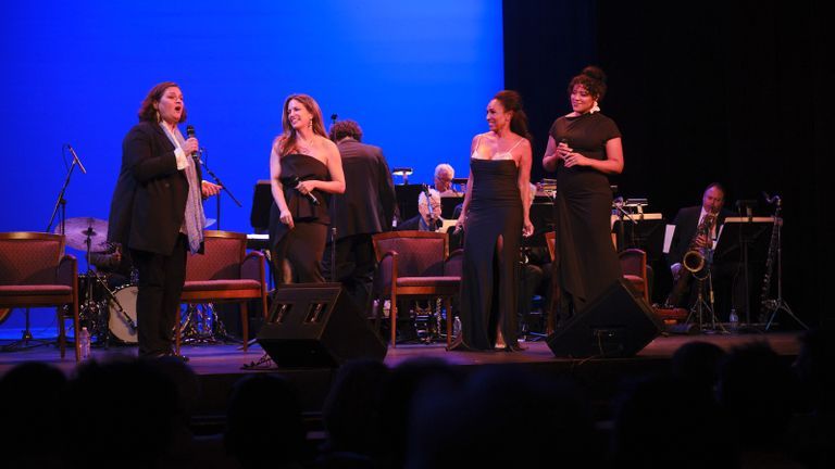 From left, Madeleine Peyroux, Hilary Kole, Maya Days, and Lilli Cooper take a bow.