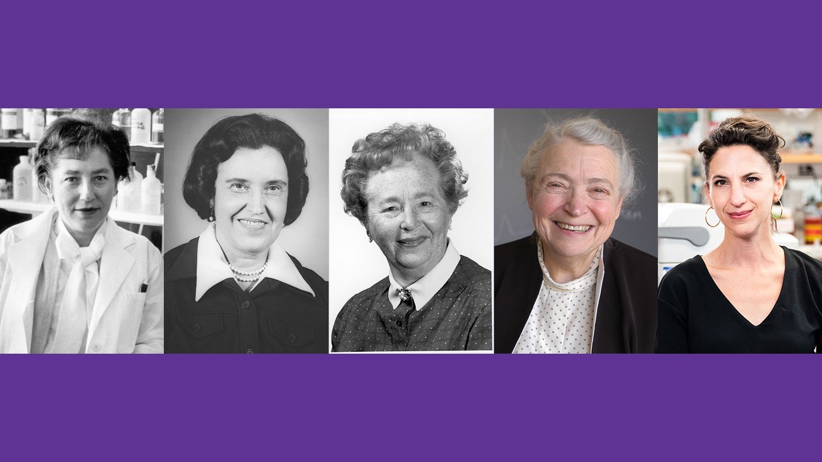 (From left) Mildred Cohn '31, Rosalyn Yalow '41, Gertrude Elion '37, Mildred Dresselhaus '51, and Vanessa Ruta '00.